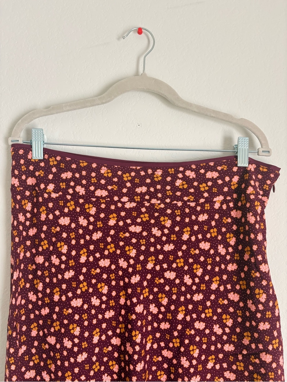 Free People Women's Floral Midi Skirt - Burgundy Pink size 12 - Picture 8 of 11